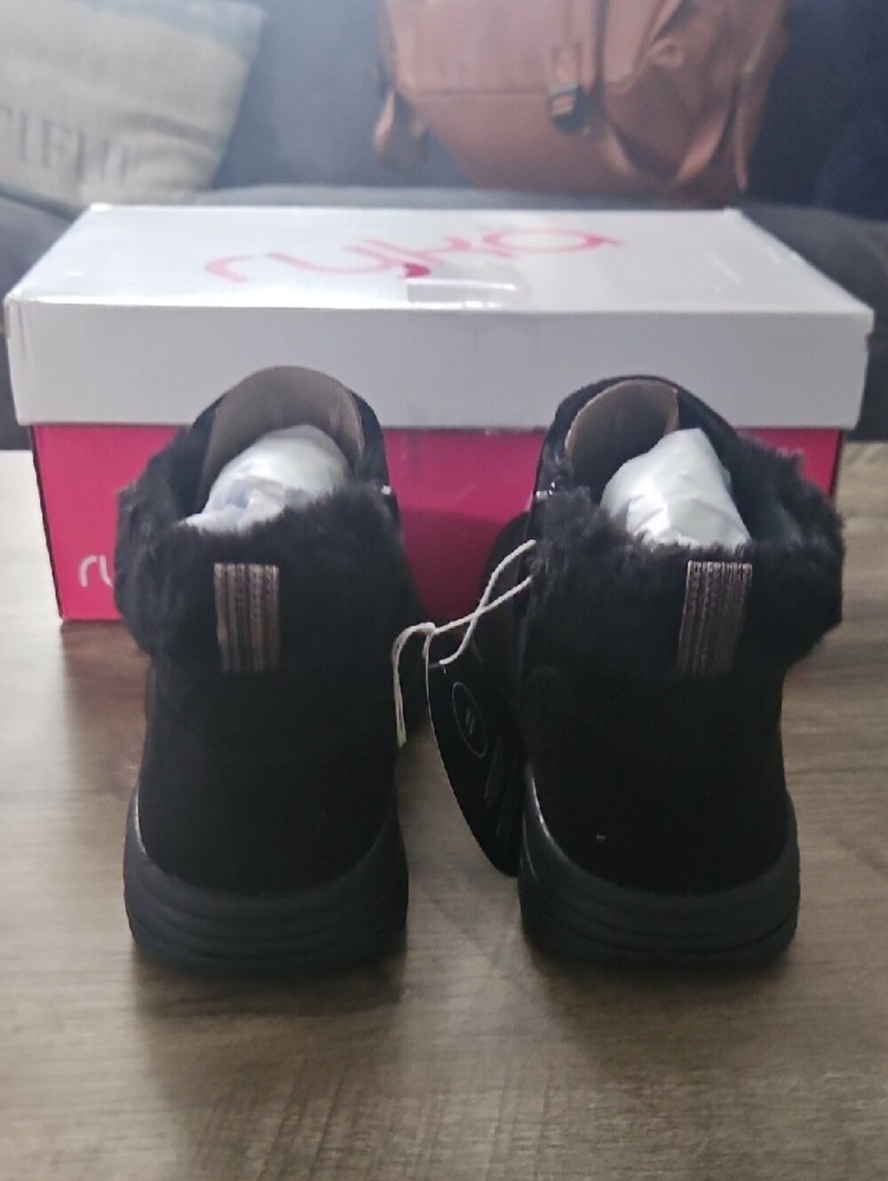 Ryka Black Faux Fur Collar Slip-On Ankle Booties - Picture 9 of 13